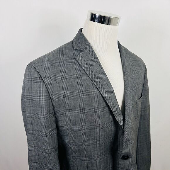Michael Kors 46S Sport Coat Wool Blend Gray Glen Plaid Two Button Double Vented - Picture 1 of 8
